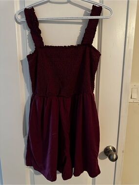 Smocked Strap Burgundy Romper